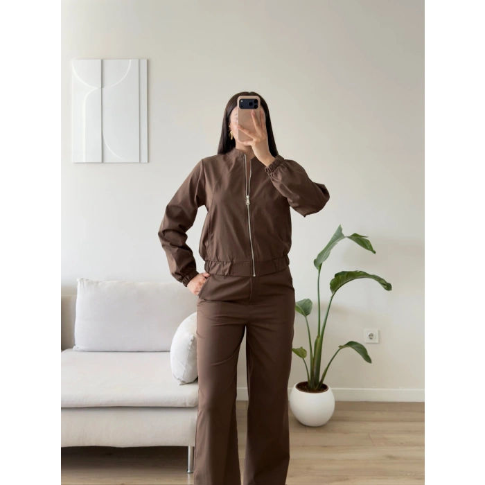 Bomber Ceket Pantolon Takım - KAHVE