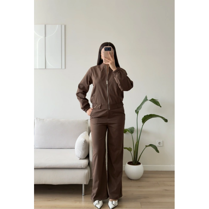 Bomber Ceket Pantolon Takım - KAHVE