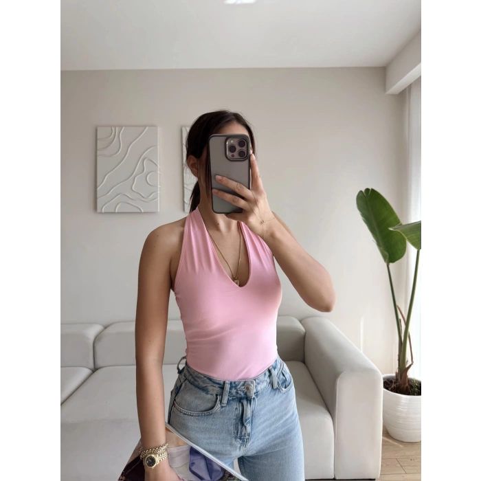 Boyun Geçmeli Bodysuit - PUDRA