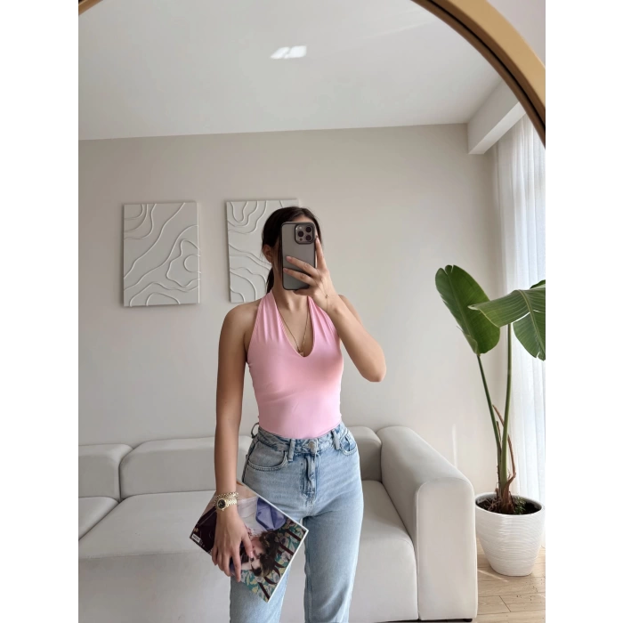 Boyun Geçmeli Bodysuit - PUDRA