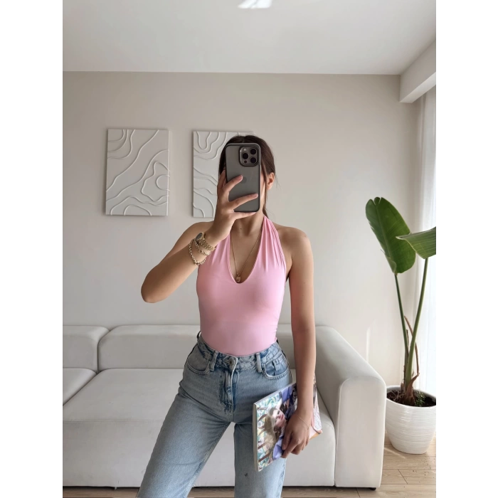 Boyun Geçmeli Bodysuit - PUDRA