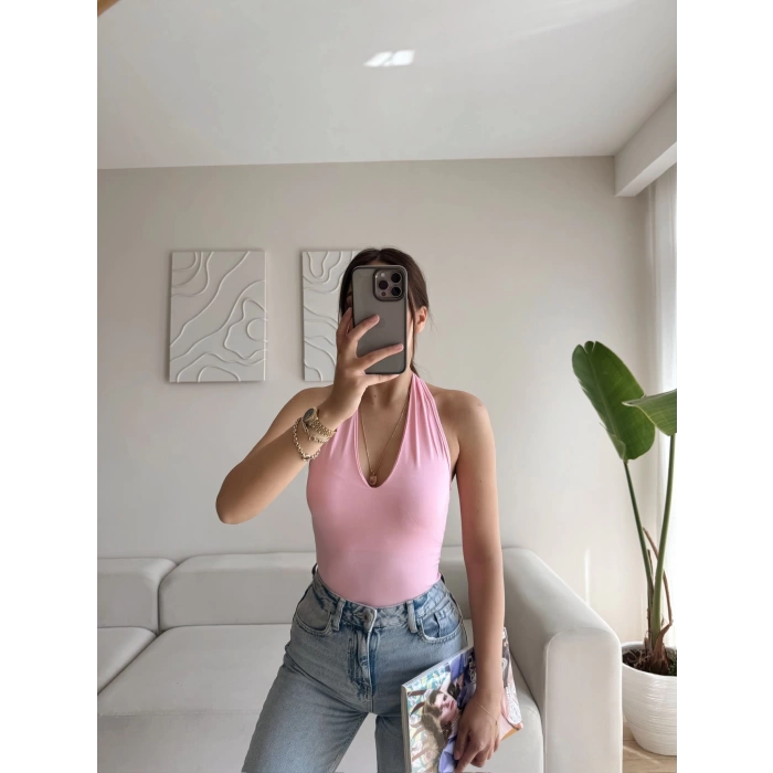 Boyun Geçmeli Bodysuit - PUDRA