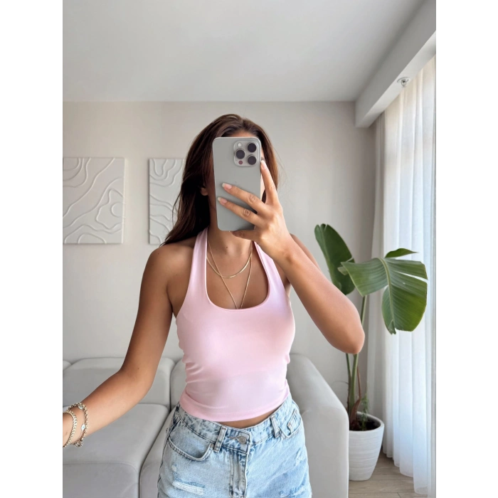 Boyun Geçmeli Crop - PEMBE