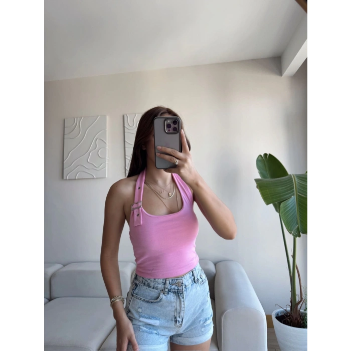 Boyun Kemerli Crop - PEMBE