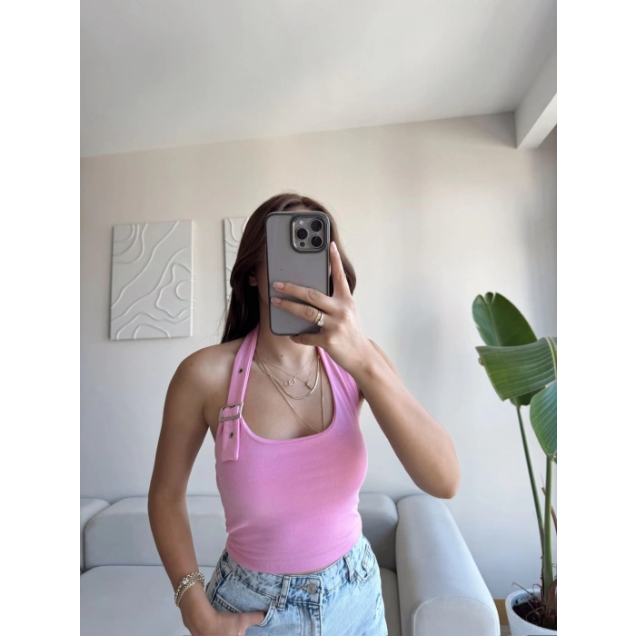 Boyun Kemerli Crop - PEMBE