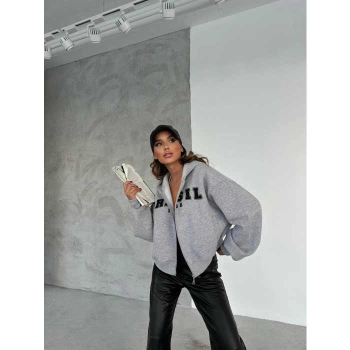 Brasil Sao Paulo Unisex Oversize Hırka-GRİ