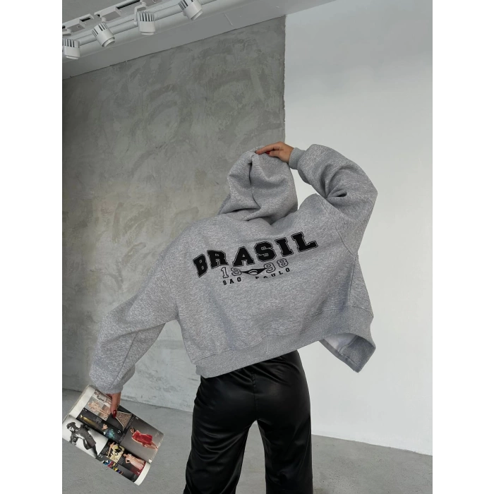 Brasil Sao Paulo Unisex Oversize Hırka-GRİ