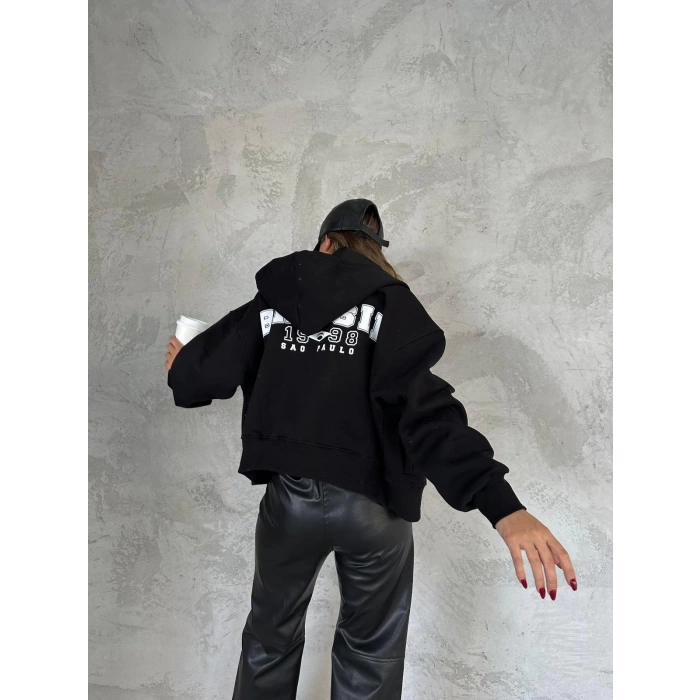 Brasil Sao Paulo Unisex Oversize Hırka-SİYAH