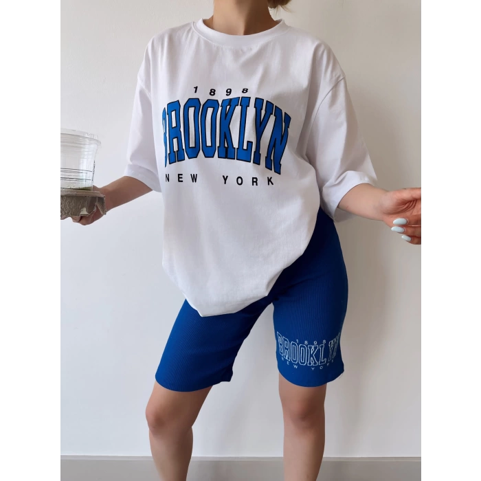 Brooklyn Şortlu Takım-BEYAZMAVİ