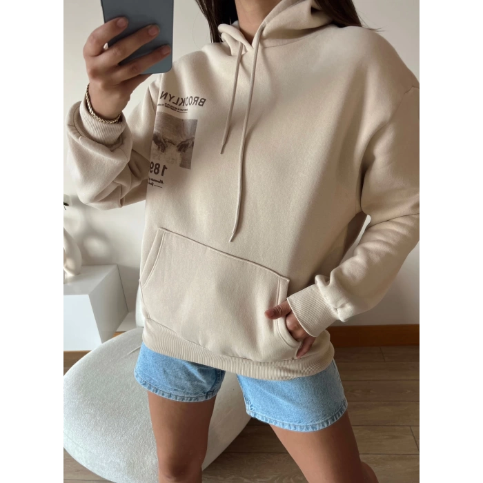 Brooklyn Unisex Baskılı Oversize Sweatshirt