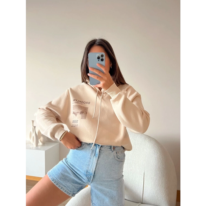 Brooklyn Unisex Baskılı Oversize Sweatshirt