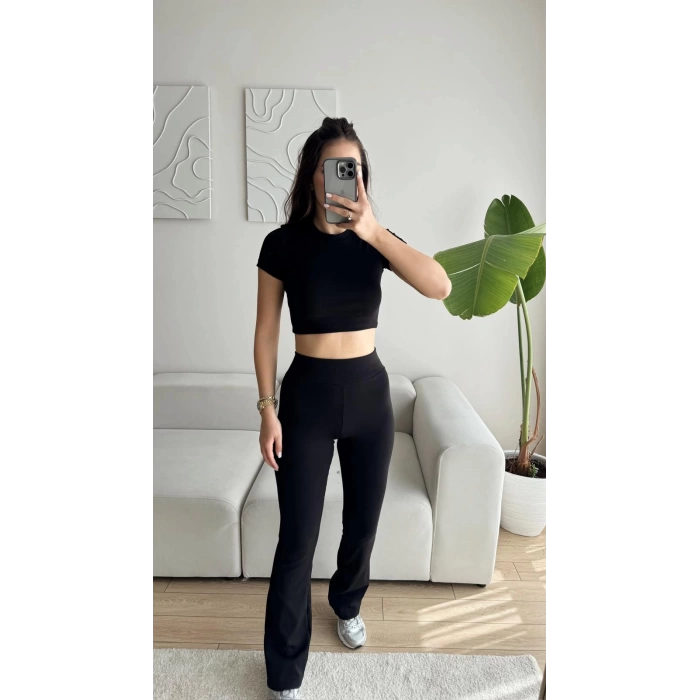 BSK Basic Crop & Taytlı Takım - SİYAH