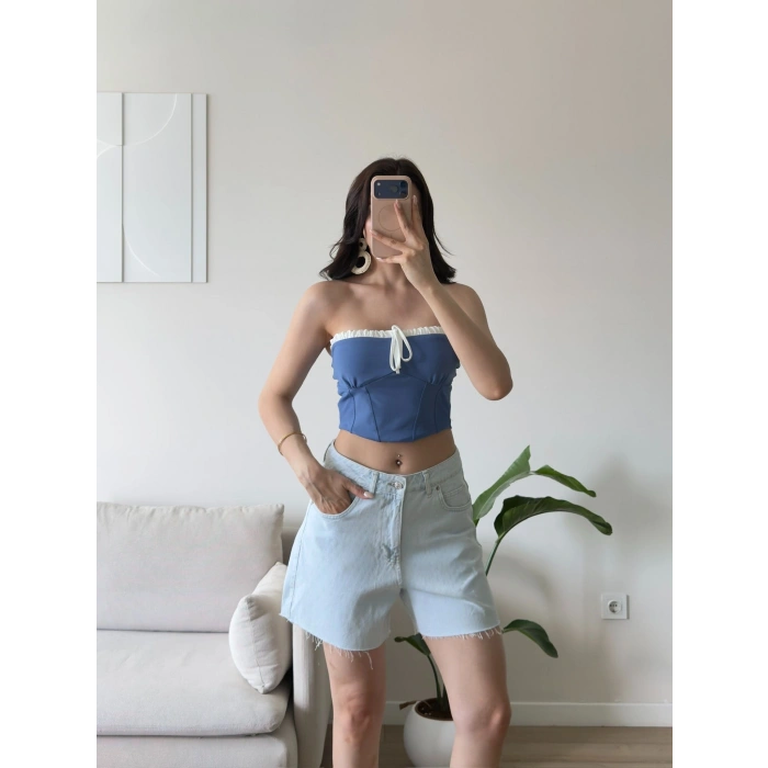 BSK Ön Bağcık Büstiyer - BEBE MAVİSİ