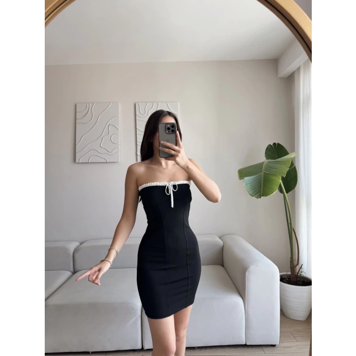 BSK Straplez Biyeli Elbise