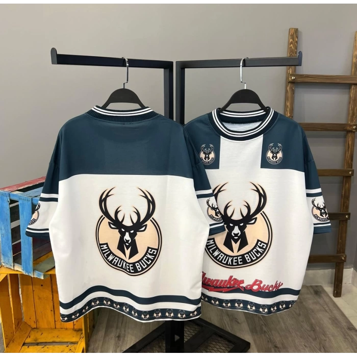 Bucks Oversize Unisex T-shirt-BEYAZYEŞİL