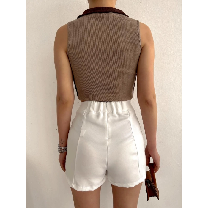 California Polo Yaka Crop-BEJ