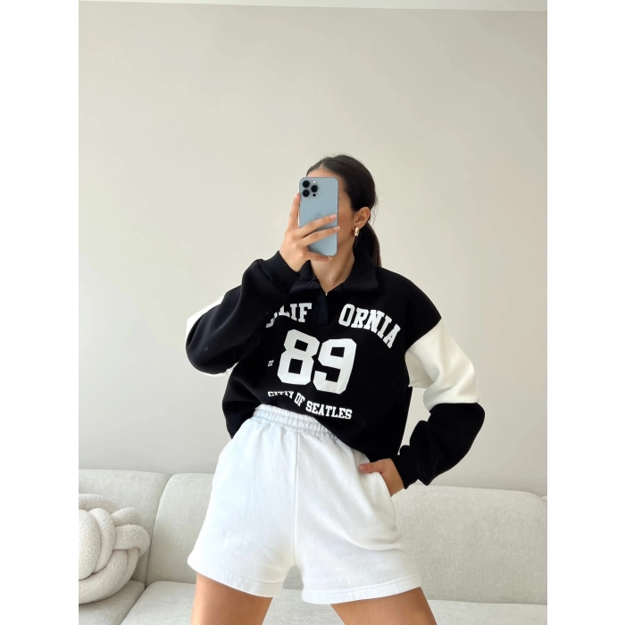 California Polo Yaka Sweatshirt - SİYAH