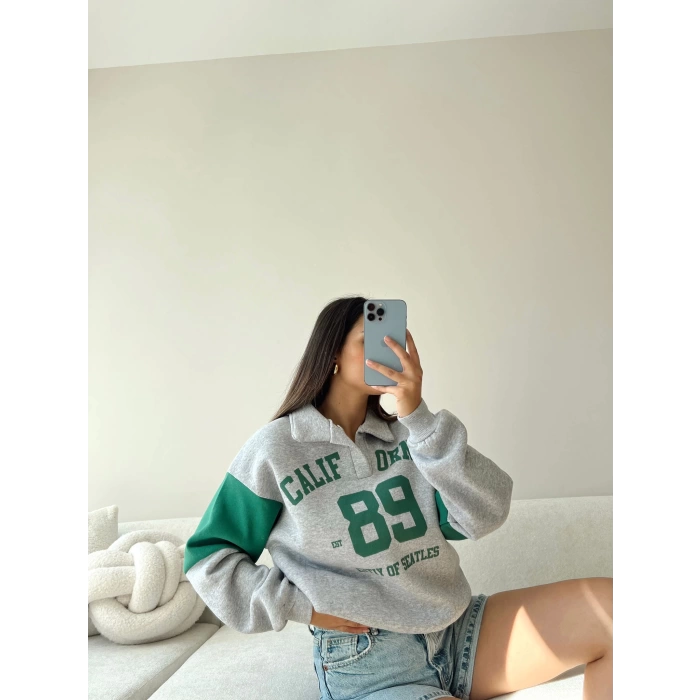 California Polo Yaka Sweatshirt - Gri
