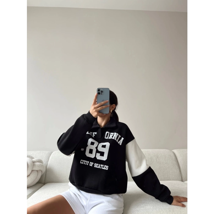 California Polo Yaka Sweatshirt - SİYAH