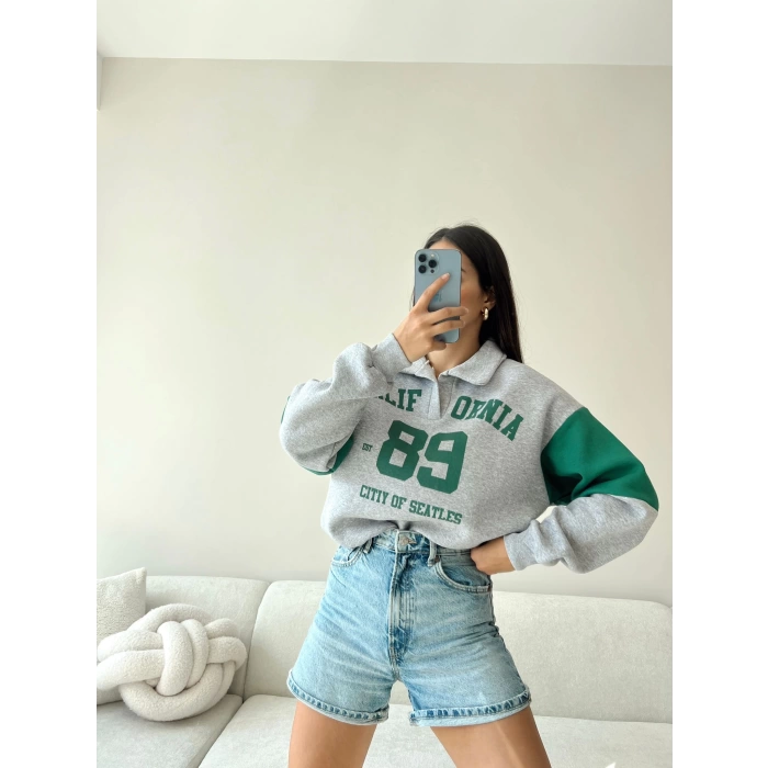 California Polo Yaka Sweatshirt - Gri