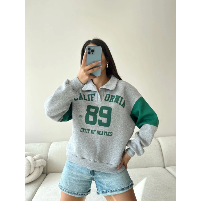 California Polo Yaka Sweatshirt - Gri