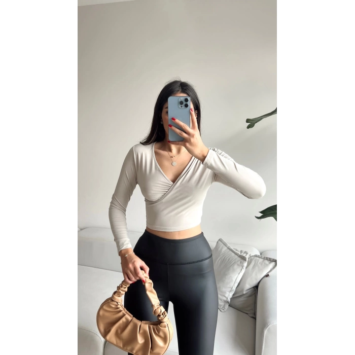 Çapraz Detay Crop Bluz-VİZON