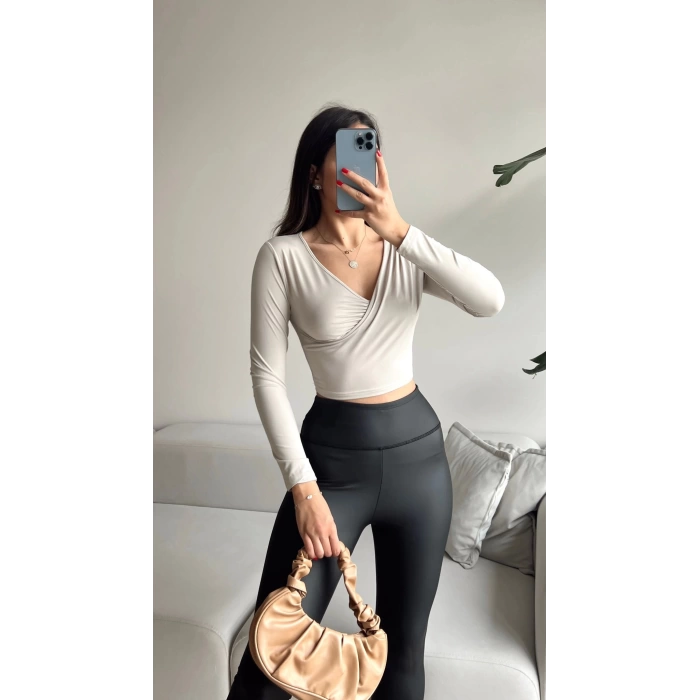 Çapraz Detay Crop Bluz-VİZON