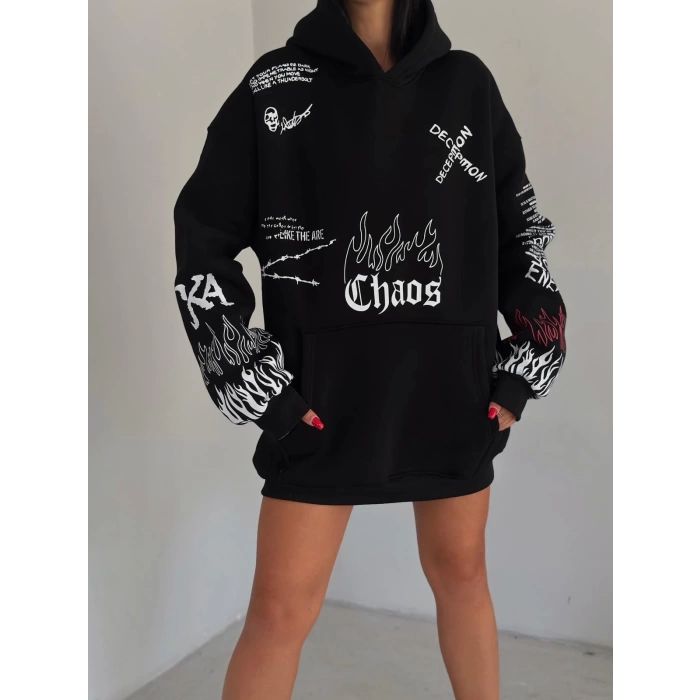 Chaos Deception Unisex Oversize Sweathirt-SİYAH