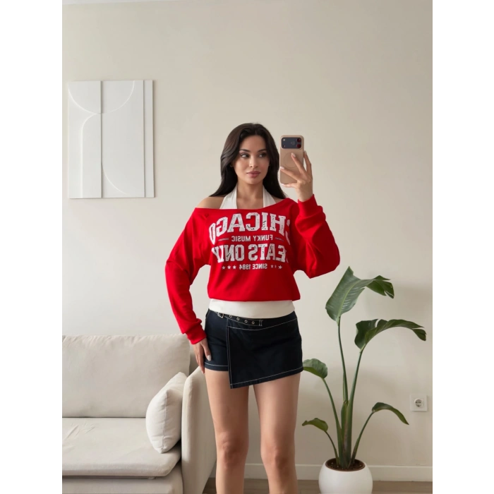 Chicago İki Parça Sweat - KIRMIZI