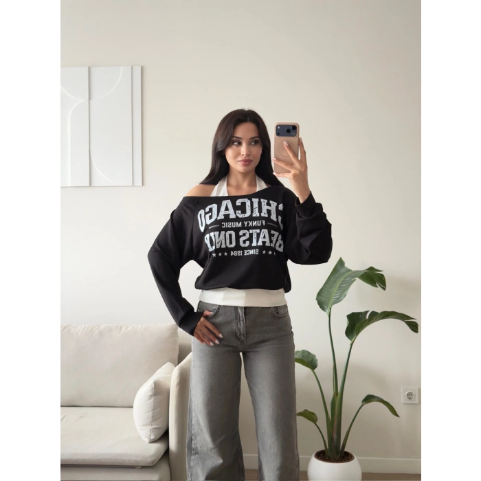 Chicago İki Parça Sweat - SİYAH