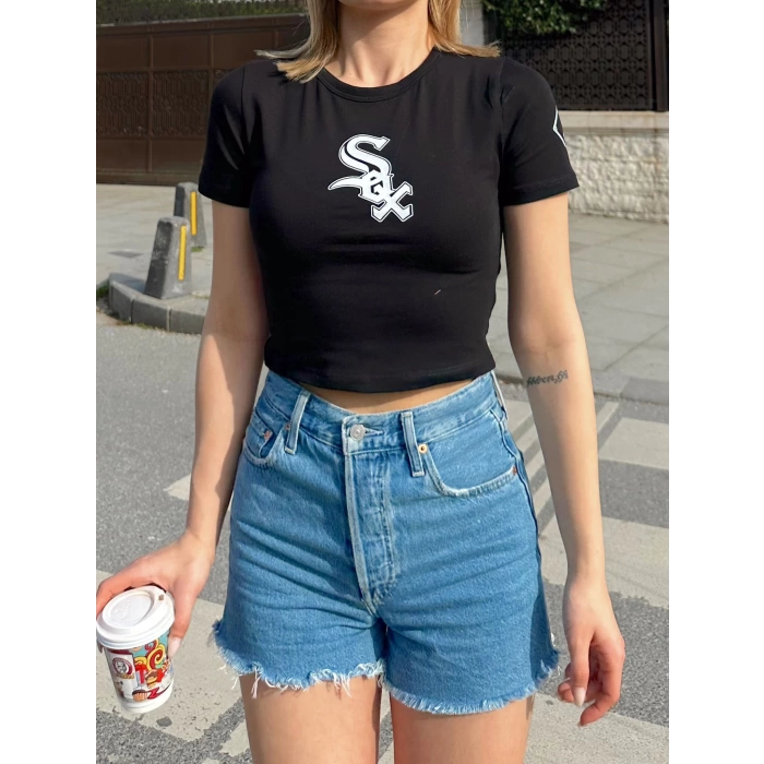 Chicago Sırt Baskı Crop T-shirt