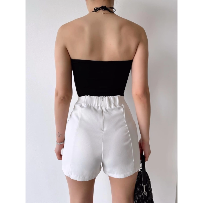 Çift Askılı Göğüs Halka Crop-SİYAH