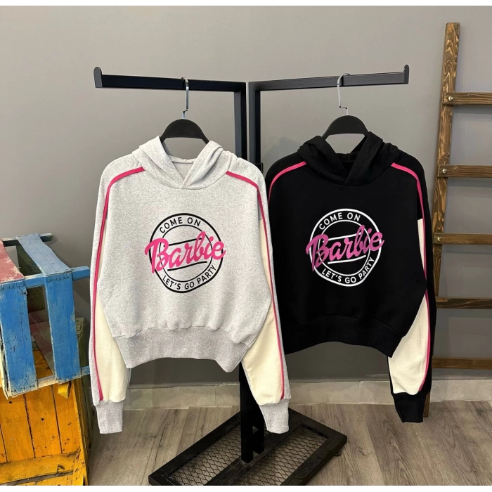 Come On Barbie Kapüşonlu Sweat-GRİ