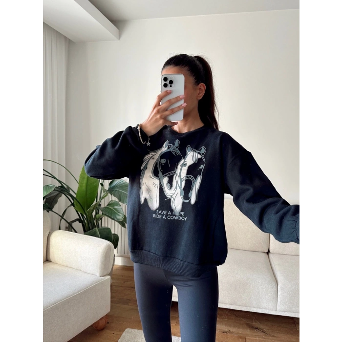 Cowboy Oversize Sweat - SİYAH