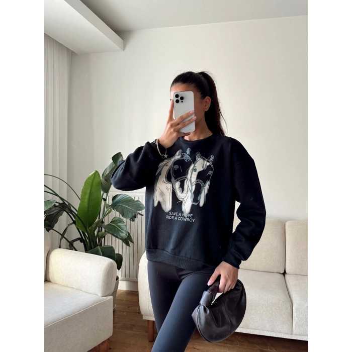 Cowboy Oversize Sweat - SİYAH