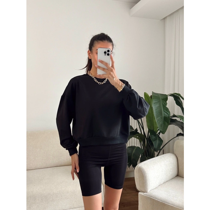 Crop Basic Sweat - SİYAH