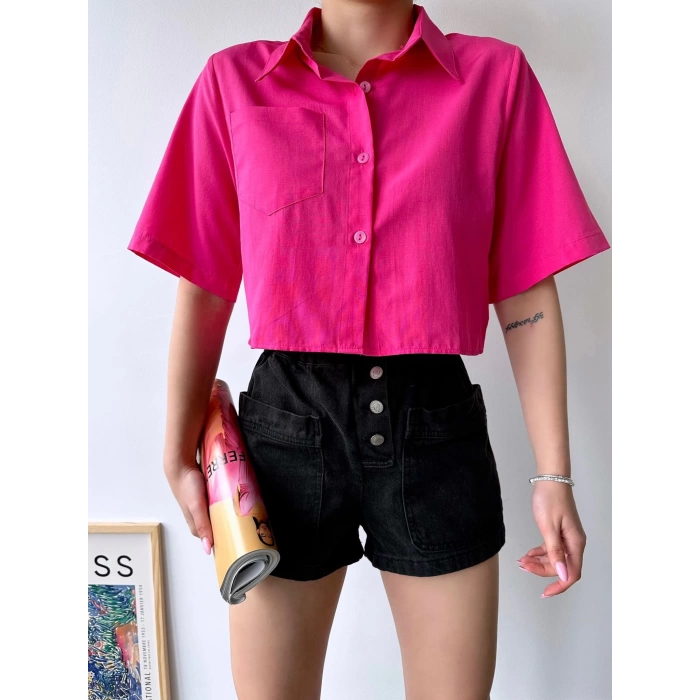 Crop Gömlek-PEMBE