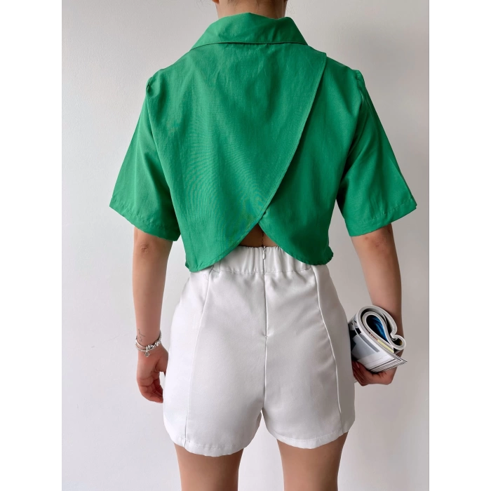 Crop Gömlek-YEŞİL