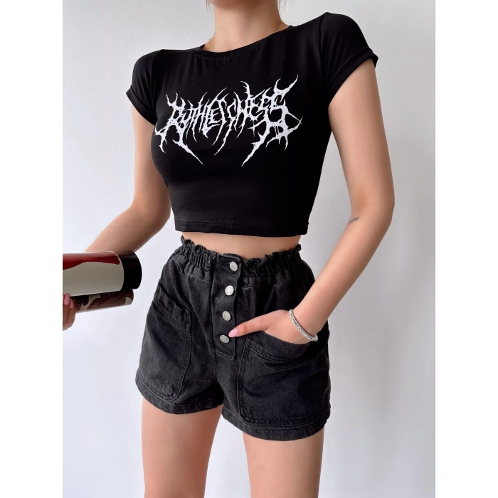 Crop T-shirt-SİYAH