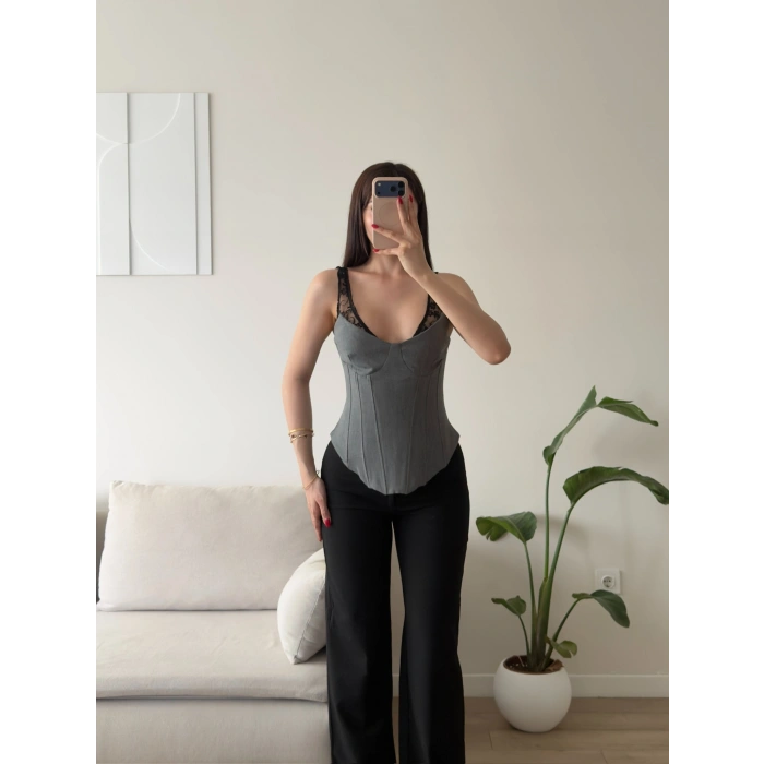 Dantel Askılı Korse Bluz