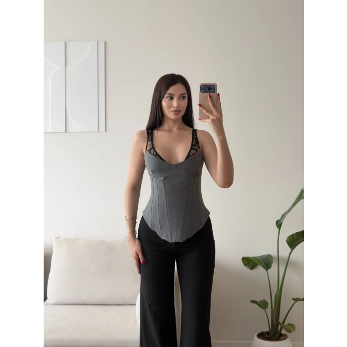 Dantel Askılı Korse Bluz