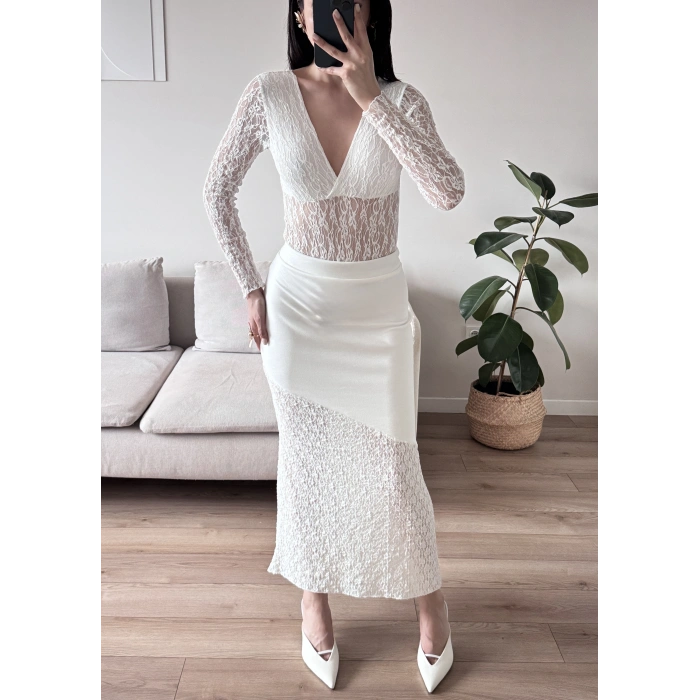 Dantel Detay Etek - BEYAZ