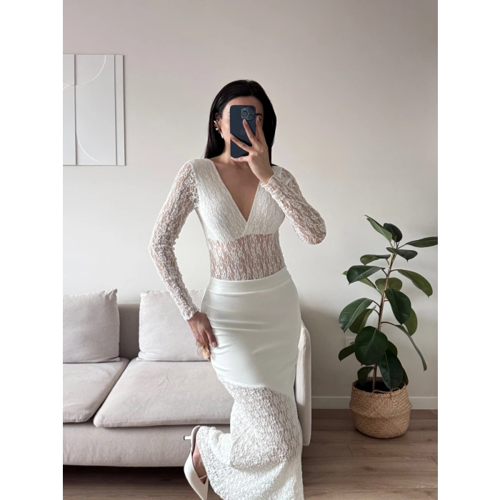 Dantel Detay Etek - BEYAZ