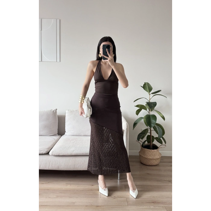 Dantel Detay Etek - KAHVE