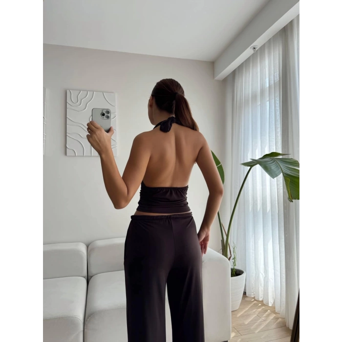 Degaje Bluz Pantolon Takım - KAHVE