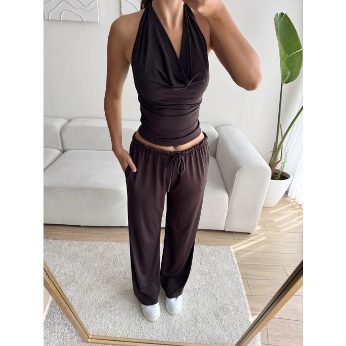Degaje Bluz Pantolon Takım - KAHVE