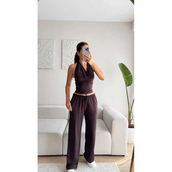 Degaje Bluz Pantolon Takım - KAHVE