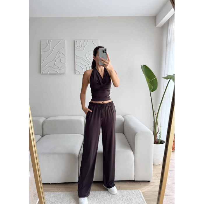 Degaje Bluz Pantolon Takım - KAHVE