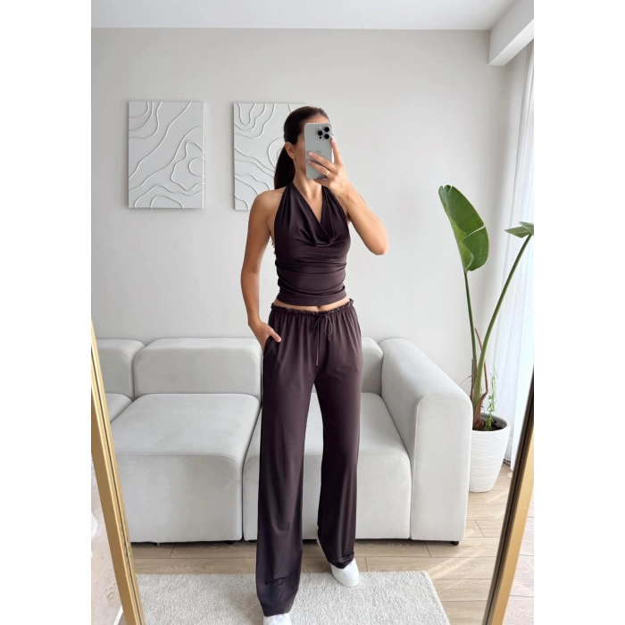 Degaje Bluz Pantolon Takım - KAHVE