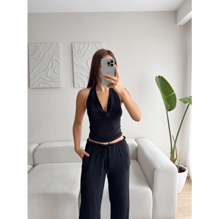 Degaje Bluz Pantolon Takım - SİYAH